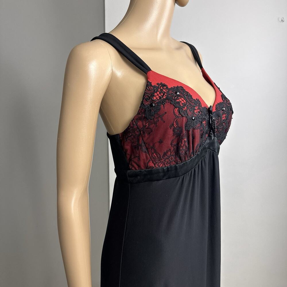 Soma Eloquence Set Maxi Nightgown Chemise Kimono Robe Black Red Lace Medium - Picture 13 of 13